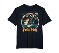 Disney Peter Pan Vintage Style Group Shot Logo Camiseta, Hombre tallas grandes, Negro, 2X Alto