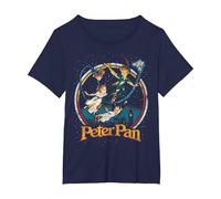 Disney Peter Pan Vintage Style Group Shot Logo Camiseta, Mujer tallas grandes, Azul Marino, 1XL Grande