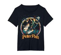 Disney Peter Pan Vintage Style Group Shot Logo Camiseta, Mujer tallas grandes, Negro, 3XL Grande