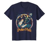 Disney Peter Pan Vintage Style Group Shot Logo Camiseta, Niños, Azul Marino, 2 años
