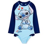 Disney Pieza Única Bañador para Niñas con Mangas Largas - Regalos de Stitch (Azul Claro Stitch, 7-8 años)