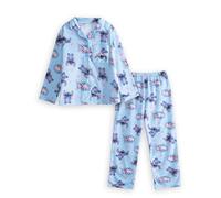 Disney Pijama Azul de Manga Larga y Pierna Larga para niña de Lilo y Stitch con Personajes de Lilo y Ángel con Cuello Abotonado para Dormir y Relajarse