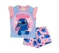 Disney Pijama corto con volantes de Lilo and Stitch para niñas, rosa, 7-8 años