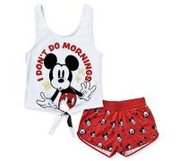 Disney Pijama Corto de Mujer Mickey Mouse Camiseta y Corto de Algodón Verano 6185, Color blanco., L