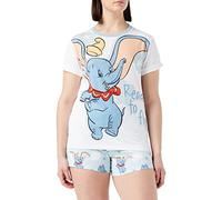 Disney Pijama corto de verano Dumbo para mujer, tallas 36 a 52, producto oficial, blanco, 8-10