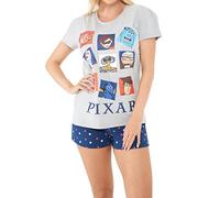 Disney Pijama Corto para Mujer Pixar Toy Story Buscando a Nemo Gli Incredibili Gris Small