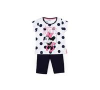 Disney - Pijama de Algodón para Niña - Manga Corta - Dots Minnie - Cuello Redondo - Pantalón Pirata - Tejido Suave - Cinturilla Ajustable - Marino, Ta