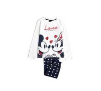 Disney - Pijama de Algodón para Niña - Manga Larga - Cuello Redondo - Estampado con Bordados y Glitter - Pantalón Largo Ajustable - Tejido Suave - Blanco, Talla 8, Algodón