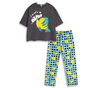 Disney Pijama de La Sirenita Flounder para Mujer, de Manga Corta, Pierna Larga, Negro y Azul | Frase No Soy un Guppy | Pijamas inspirados en la película | Merchandising