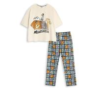 Disney Pijama de Madagascar para Mujer, Color Beige, de Manga Corta y Pierna Larga | Ropa de Dormir y para Estar en casa con Estampado Animal | Pijamas de películas Retro para Relajarse
