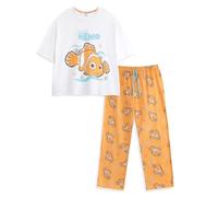 Disney Pijama de Manga Corta y Pierna Larga para Mujer de Buscando a Nemo | Ropa de Dormir y para Estar en casa con Estampado Animal Naranja | Pijama de Cuello Redondo para Relajarse y Dormir