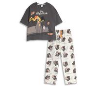 Disney Pijama de Manga Corta y Pierna Larga para Mujer de El Libro de la Selva, Color Negro y Blanco Roto | Pijama de Dibujos Animados con diseño de Baloo y Mowgli | Pijamas relajantes