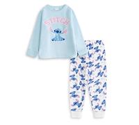 Disney Pijama de Manga Larga Azul para niña de Lilo & Stitch de Felpa con Estampado de Stitch Ropa de Dormir