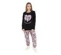 Disney Pijama de Manga Larga para Mujer de Jack Skellington y Sally de Pesadilla Antes de Navidad, en Negro y Rosa de Forro Polar Acogedor | Frase Te Quiero hasta la Muerte