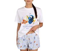 Disney Pijama de Mujer, de Dos Piezas, para el Verano, Mangas Cortas, (Winnie The Pooh, Minnie Mouse, Nemo, Stitch) 100% algodón (FR/ES, Letras, L, Regular, Regular, Disney Buscando a Nemo)