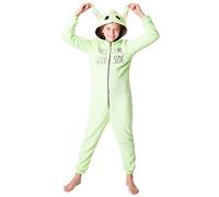 Disney Pijama de Una Pieza para Niñas Pijama Entero Niña de Polar Invierno Mono Pijama de Stitch Minnie Jack Skellington (Verde Baby Yoda, 5-6 Años)