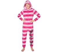 Disney Pijama de Una Pieza para Niñas Pijama Entero Niña de Polar Invierno Mono Pijama de Stitch Minnie Jack Skellington (Rosa Gato Cheshire, 7-8 Años)