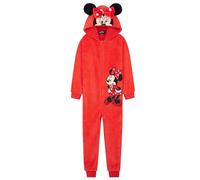 Disney Pijama de Una Pieza para Niñas Pijama Entero Niña de Polar Invierno Mono Pijama de Stitch Minnie Jack Skellington (Rojo Minnie, 3-4 Años)