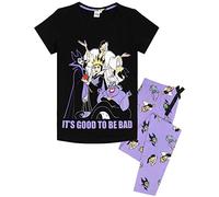 Disney Pijama de Villanos para Mujer, Conjunto de Pantalones y Camiseta de Villano para Mujer, mercancía de Regalo para Disfraces, Negro, M