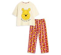 Disney Pijama de Winnie The Pooh para Mujer, Amarillo y Rojo, de Manga Corta y Pierna Larga | Pijama de Dibujos Animados con diseño clásico | Ropa de Dormir cómoda para el hogar | Mercancía