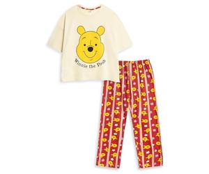 Disney Pijama de Winnie The Pooh para Mujer, Amarillo y Rojo, de Manga Corta y Pierna Larga | Pijama de Dibujos Animados con diseño clásico | Ropa de Dormir cómoda para el hogar | Mercancía