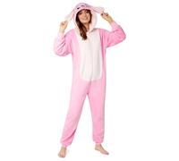 Disney Pijama Entero Mujer - Pijama de Una Pieza de Stitch, Minnie, Malefica y Igor - Stitch Regalos - Tallas S a la XXL (Rosa Ángel,XL)