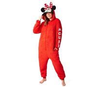 Disney Pijama Entero Mujer - Stitch Pijama Mujer, Onesie Cierre Cremallera Completo, Talla S-2XL, Regalo Navidad (Rojo Minnie, L)