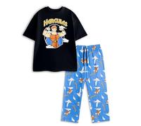 Disney Pijama Hércules de Manga Corta y Pierna Larga para Hombre, Negro y Azul | Ropa de Estar por casa y para Dormir con Dibujos Animados cómoda para Relajarse | Merchandising