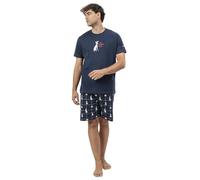 Disney Pijama Hombre 101 Reasons de Algodón con Manga Corta Cuello Redondo Pantalón Corto Bolsillos Laterales Relieve y Detalle Estampado Color Marino Talla XXL