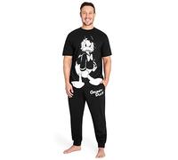 Disney Pijama Hombre Divertido Conjunto Pijama 2 Piezas Tallas M-3XL Pato Donald Enano Gruñon Jack Skellington (Negro Donald Duck, L)