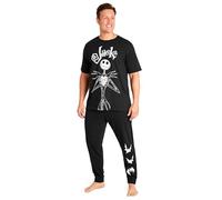 Disney Pijama Hombre Divertido Conjunto Pijama 2 Piezas Tallas M-3XL Pato Donald Enano Gruñon Jack Skellington (Negro Jack, L)