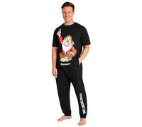 Disney Pijama Hombre Divertido Conjunto Pijama 2 Piezas Tallas M-3XL Pato Donald Enano Gruñon Jack Skellington (Negro Grumpy, XL)