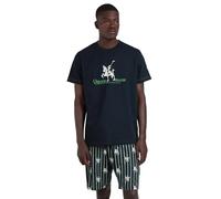 Disney Pijama Hombre Verano 100% Algodón - Pijama Manga Corta Mickey Social Club para Hombre - Pantalón Corto con Cinturilla Ajustable Estampado - Tej