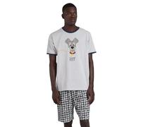 Disney Pijama Hombre Verano Algodón - Pijama Manga Corta Lady and The Tramp para Hombre - Pantalón Corto con Cinturilla Ajustable Estampado - Tejido S