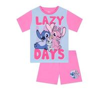 Disney Pijama Lilo y Stitch, Pijamas Bonito De Stitch, De Manga Corta para Niña, Pijama Infantil para Verano, Rosa 7-8 Años