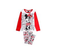 Disney - Pijama Manga Larga para Niña - Diseño Stay True - Dibujo Estampado - Tejido Suave al Tacto - Cinturilla Ajustable - Algodón 100% - Rojo, Tall