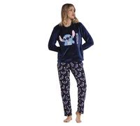 Disney Pijama Mujer Invierno 100% Algodón - Pijama Stitch Faces con Camiseta de Manga Larga y Pantalón Largo Cinturilla Ajustable, Punto Suave, Color