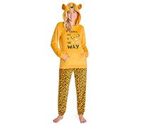 Disney Pijama Mujer Invierno Polar Stitch Minnie Marie Simba Winnie The Pooh (L, Amarillo Simba)