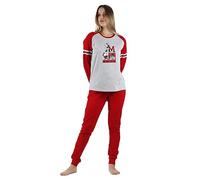 Disney - Pijama Mujer Oh My Gosh - Manga Larga - Cuello Redondo - Pantalón Rojo con Cinturilla Ajustable y Puños - Tejido Suave al Tacto - Rojo, L, Algodón