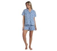 Disney Pijama Mujer Verano 100% Algodón - Pijama Abierto Manga Corta Stitch Waves para Mujer - Pantalón Corto con Cinturilla Ajustable Estampado - Tej