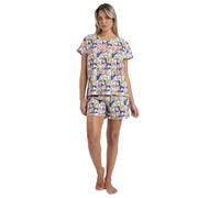 Disney Pijama Mujer Verano 100% Algodón - Pijama Manga Corta Daisy Poses para Mujer - Pantalón Corto con Cinturilla Ajustable Estampado - Tejido Suave