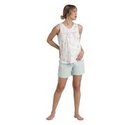Disney Pijama Mujer Verano 100% Algodón - Pijama Manga Corta Maternity Wonder Mum para Mujer - Pantalón Corto con Cinturilla Ajustable - Tejido Suave al Tacto, Aqua Talla M