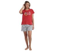 Disney Pijama Mujer Verano 100% Algodón - Pijama Manga Corta Mickey NY Summer para Mujer - Pantalón Corto con Cinturilla Ajustable Estampado - Tejido