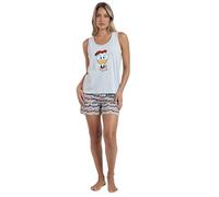 Disney Pijama Mujer Verano 100% Algodón - Pijama Sin Mangas Donald Vintage para Mujer - Pantalón Corto con Cinturilla Ajustable Estampado - Tejido SUA