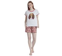 Disney Pijama Mujer Verano Algodón - Pijama Manga Corta Lady and The Tramp para Mujer - Pantalón Corto con Cinturilla Ajustable Estampado - Tejido SUA