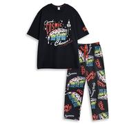 Disney Pijama Negro de Manga Corta y Pierna Larga para Hombre de Toy Story Aliens | Estampado Retro de Queso cósmico | Ropa cómoda para Dormir | Merchandising