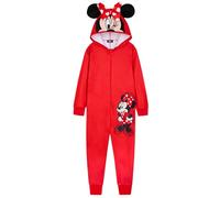 Disney Pijama Niña - Stitch Pijama Niña Entero, Onesie Cierre Cremallera Completo, Edad 4-14 Años, Regalo Navidad (Rojo Minnie, 7-8 años)