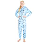 Disney Pijama Niña - Stitch Pijama Niña Entero, Onesie Cierre Cremallera Completo, Edad 4-14 Años, Regalo Navidad (Azul Stitch, 9-10 años)