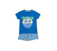 Disney Pijama Niño Verano 100% Algodón - Pijama Manga Corta Stitch Waves para Niño - Pantalón Largo con Cinturilla Ajustable Estampado - Tejido Suave