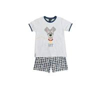 Disney Pijama Niño Verano Algodón - Pijama Manga Corta Lady and The Tramp para Niño - Pantalón Corto con Cinturilla Ajustable Estampado - Tejido Suave